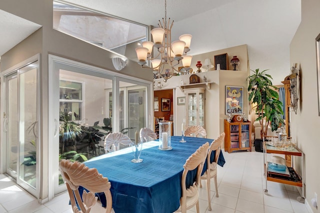 6089 Bay Isles Dr, Boynton Beach, FL 33437 - dining space with light tile patterned floors and a notable chandelier