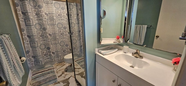 335 S Waverly Pl Unit 7A, Vero Beach, FL 32960 - full bathroom with vanity, a shower with shower curtain, and toilet