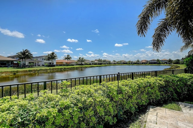 view of water feature with a residential view