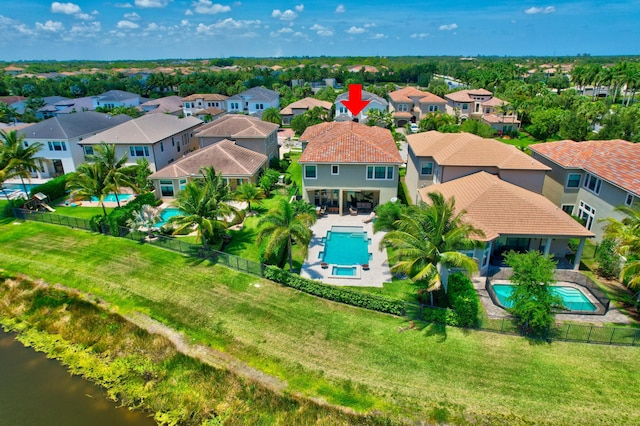 aerial view with a residential view