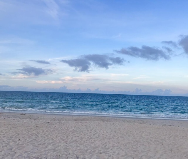 property view of water featuring a beach view