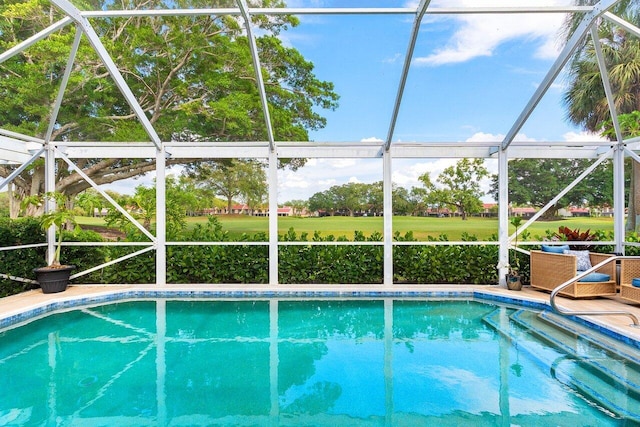 pool featuring glass enclosure