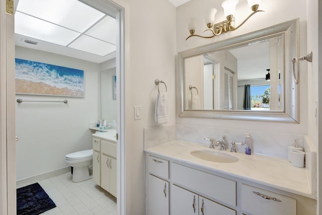 168 Brackenwood Rd, Palm Beach Gardens, FL 33418 - bathroom featuring visible vents, toilet, tile patterned flooring, baseboards, and vanity