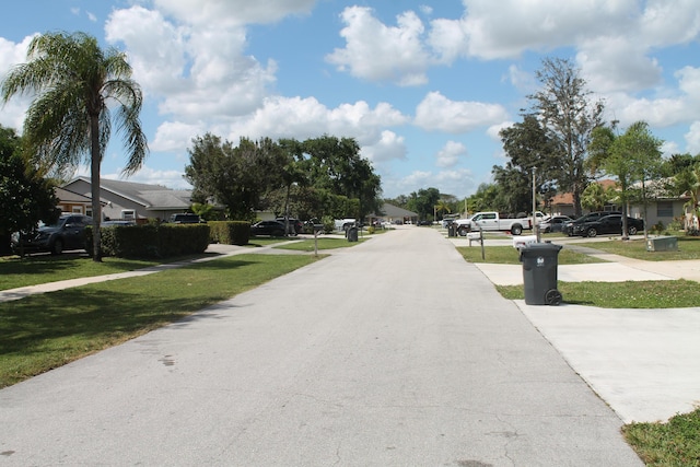 view of road with a residential view