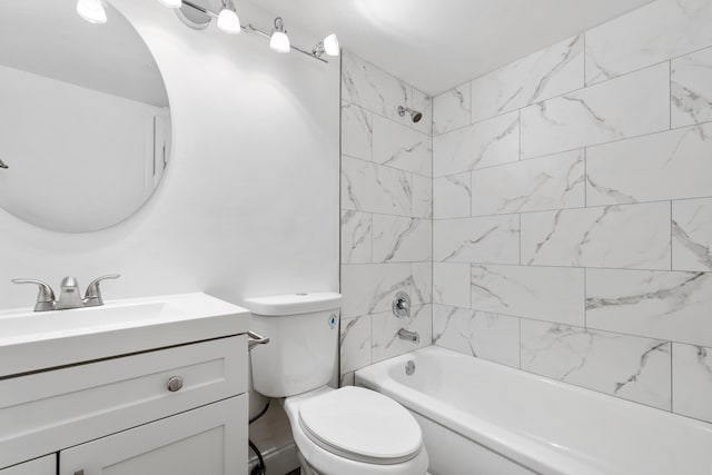 full bathroom with shower / bathtub combination, toilet, and vanity