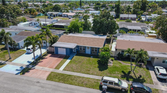 birds eye view of property with a residential view