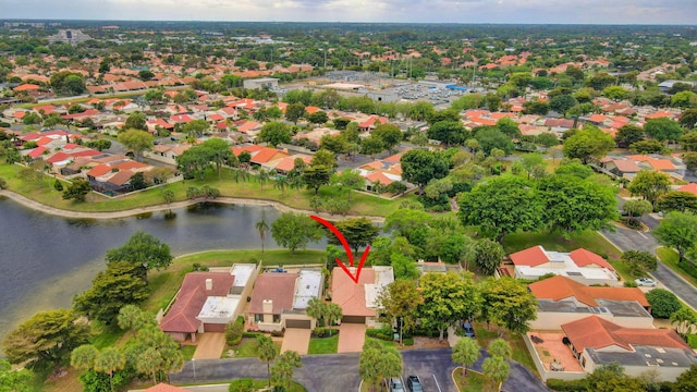 6740 Lago Vista Ter, Boca Raton, FL 33433 - bird's eye view featuring a water view and a residential view