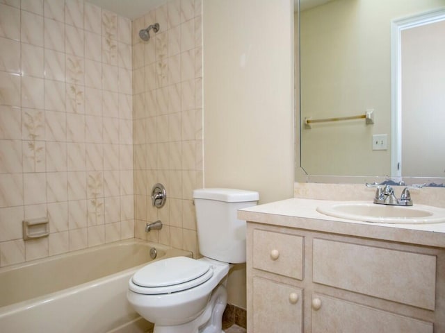 full bath featuring vanity, toilet, and shower / bath combination