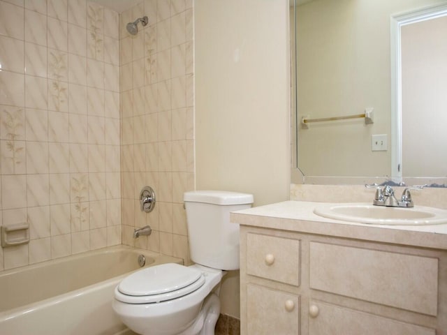 full bathroom with vanity, toilet, and shower / bathing tub combination