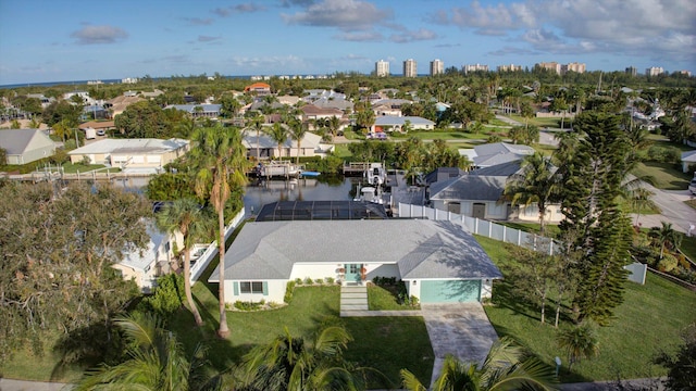 aerial view with a residential view