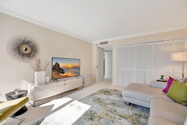 108 Lakeshore Dr Unit 1441, North Palm Beach, FL 33408 - living area featuring crown molding and carpet