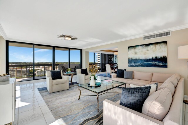 108 Lakeshore Dr Unit 1441, North Palm Beach, FL 33408 - tiled living room featuring crown molding