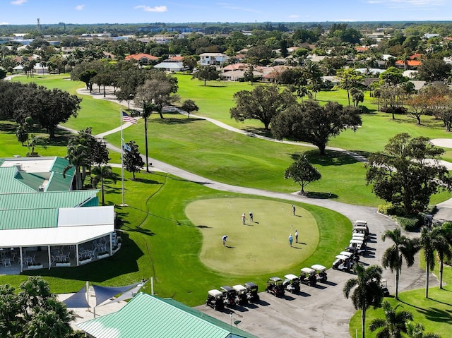 drone / aerial view featuring golf course view