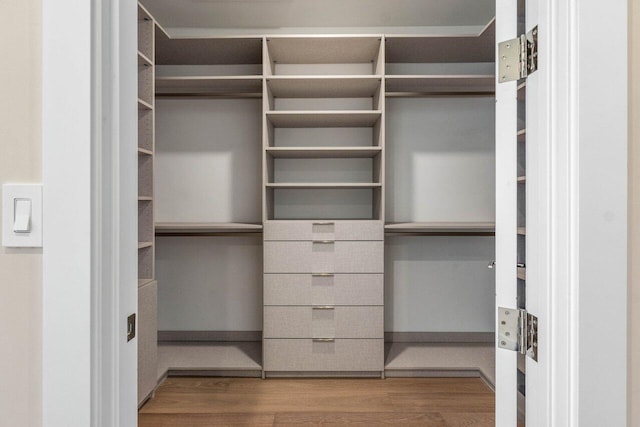 walk in closet featuring wood finished floors