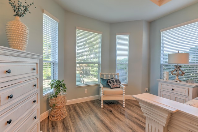 sitting room featuring baseboards and wood finished floors