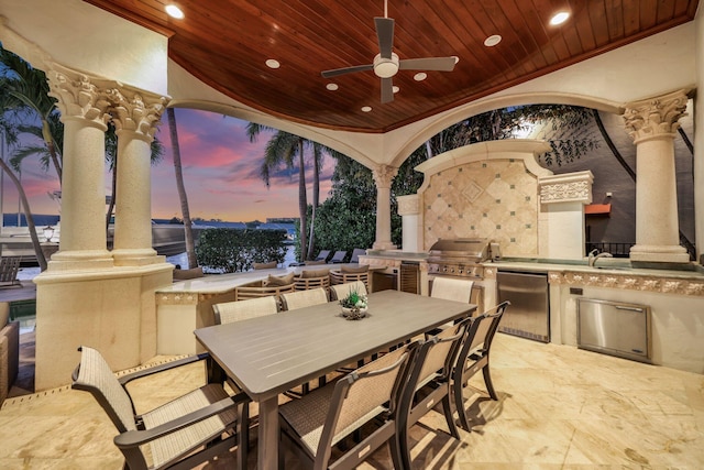 4216 Intracoastal Dr, Highland Beach, FL 33487 - view of patio / terrace with ceiling fan and outdoor dining space