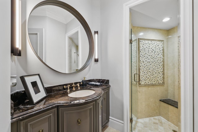 4216 Intracoastal Dr, Highland Beach, FL 33487 - bathroom featuring a shower stall and vanity