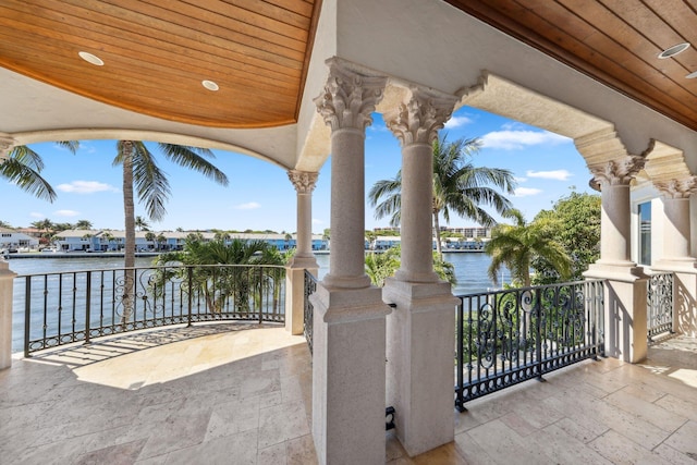 4216 Intracoastal Dr, Highland Beach, FL 33487 - view of patio / terrace with a water view and a balcony