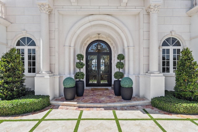 4216 Intracoastal Dr, Highland Beach, FL 33487 - property entrance featuring french doors and stone siding
