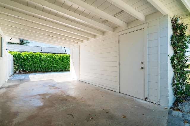 view of garage