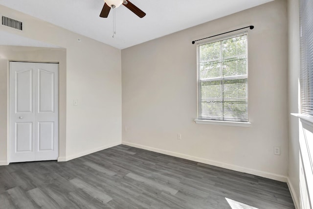 9833 Baywinds Dr Unit 7307, West Palm Beach, FL 33411 - spare room featuring ceiling fan and wood finished floors