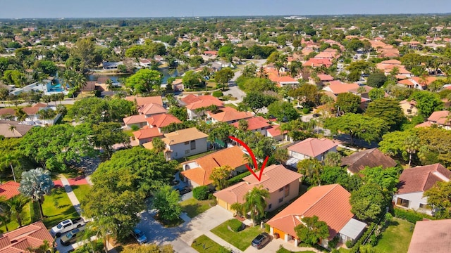 aerial view with a residential view
