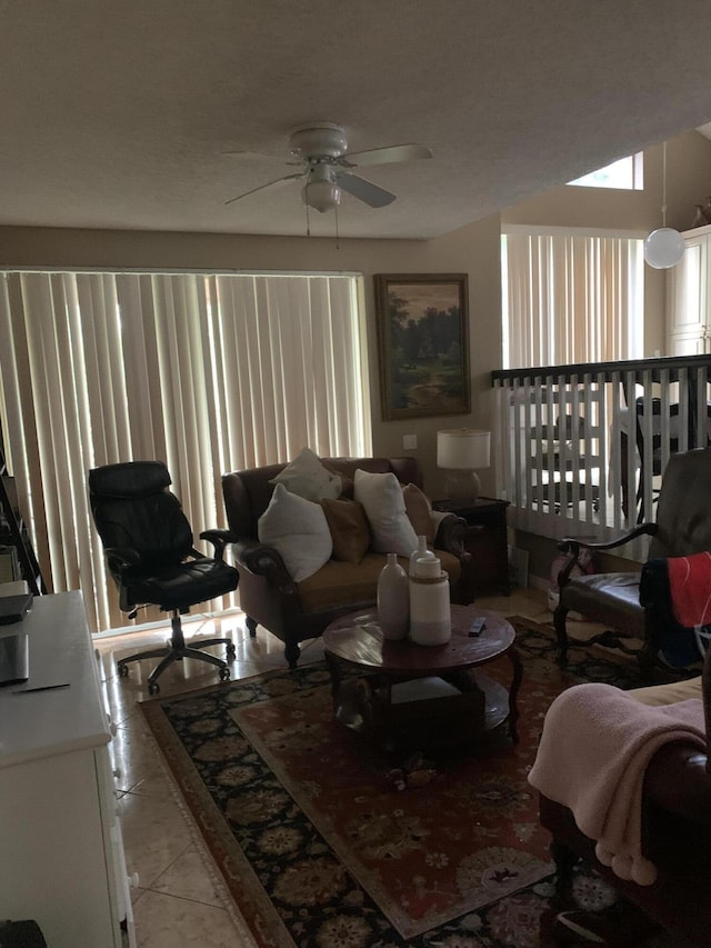 living room featuring tile patterned floors