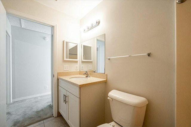 bathroom with tile patterned flooring, toilet, and vanity