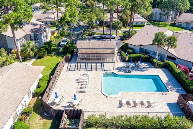 aerial view featuring a residential view