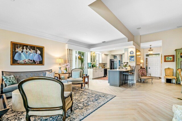 396 Kelsey Park Dr, Palm Beach Gardens, FL 33410 - living room featuring crown molding