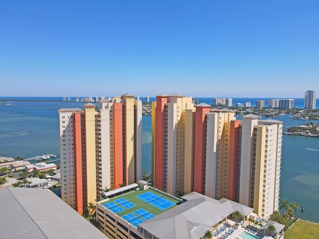 2650 Lake Shore Dr Unit 703, Riviera Beach, FL 33404 - birds eye view of property with a water view and a view of city