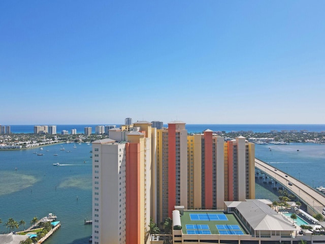 2650 Lake Shore Dr Unit 703, Riviera Beach, FL 33404 - birds eye view of property with a city view and a water view