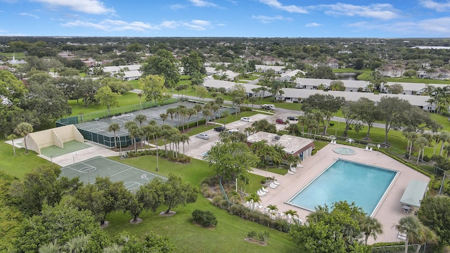 drone / aerial view with a residential view