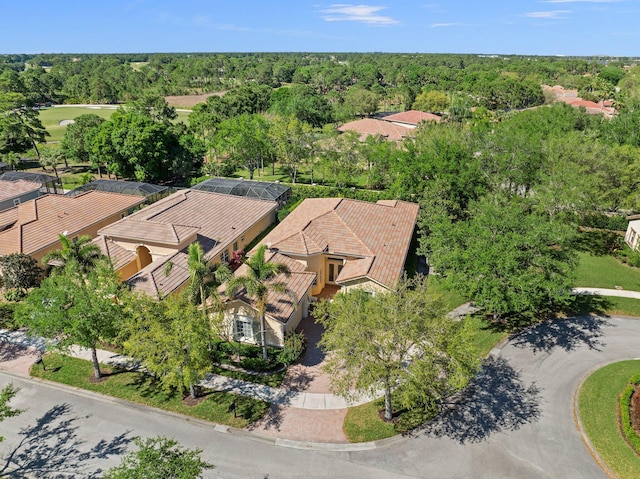 drone / aerial view with a forest view