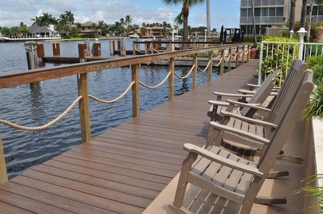 dock area featuring a water view