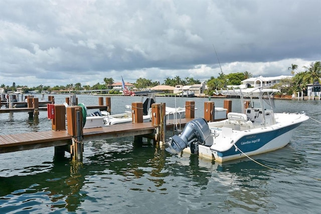 view of dock featuring a water view