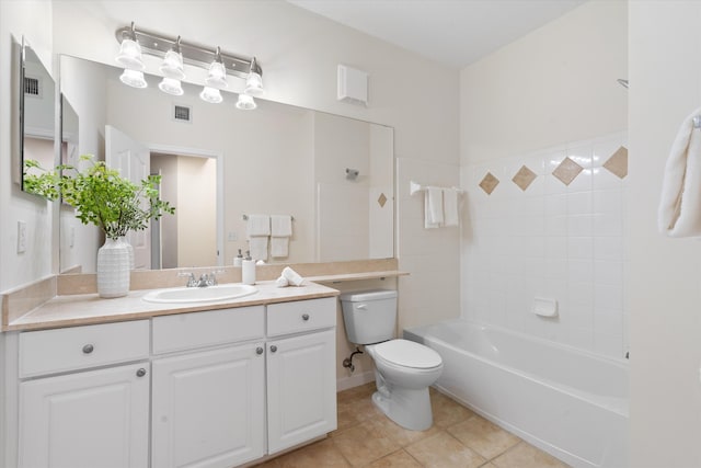 826 Dakota Dr Unit 105, Jupiter, FL 33458 - bathroom featuring toilet, tile patterned flooring, vanity, and shower / tub combination