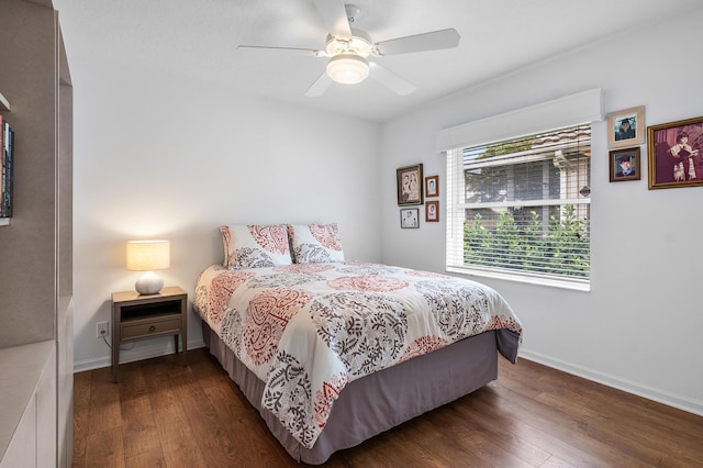 7146 Falls Rd E, Boynton Beach, FL 33437 - bedroom featuring dark wood-style floors, baseboards, and ceiling fan