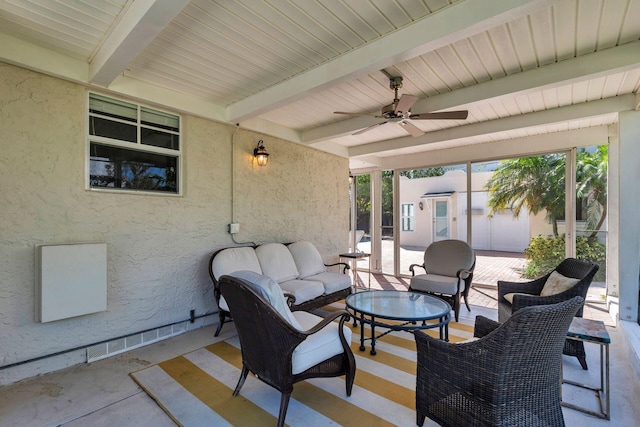 view of patio / terrace with an outdoor hangout area and ceiling fan