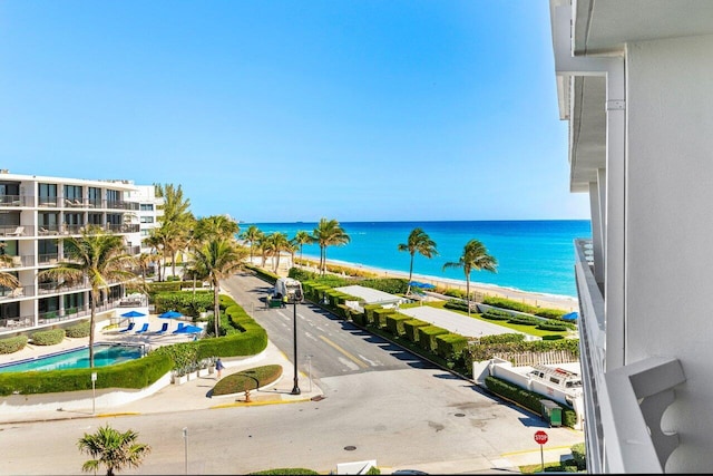 property view of water with a beach view