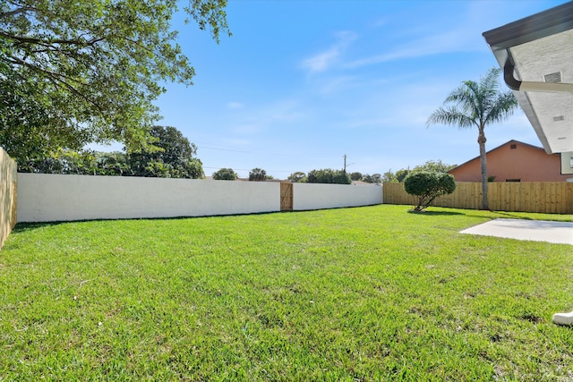 view of yard featuring a fenced backyard