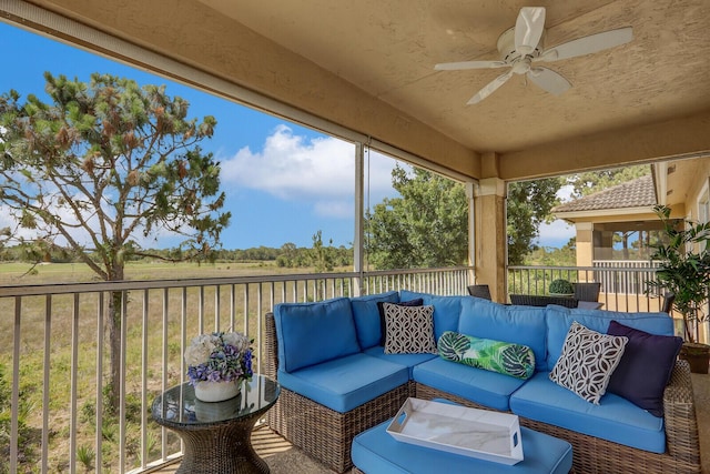 8290 Mulligan Cir Unit 2421, Port Saint Lucie, FL 34986 - sunroom featuring an outdoor hangout area and ceiling fan