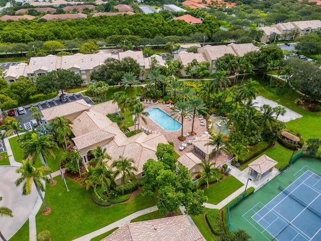 aerial view with a residential view