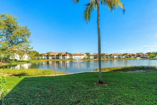 view of water feature with a residential view