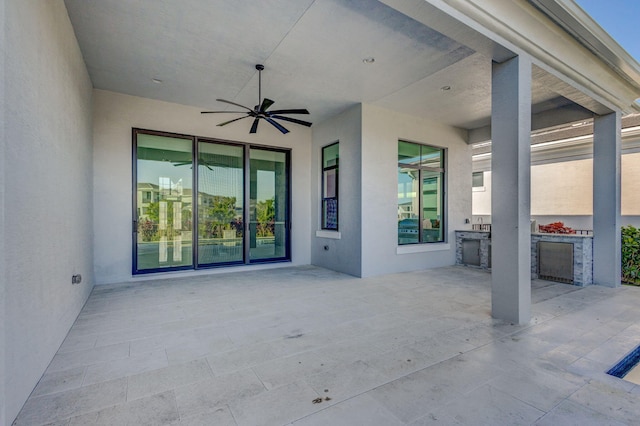 view of patio / terrace with ceiling fan