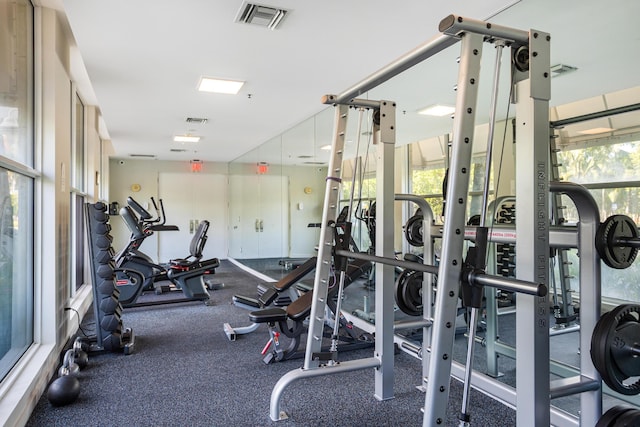 workout area with visible vents