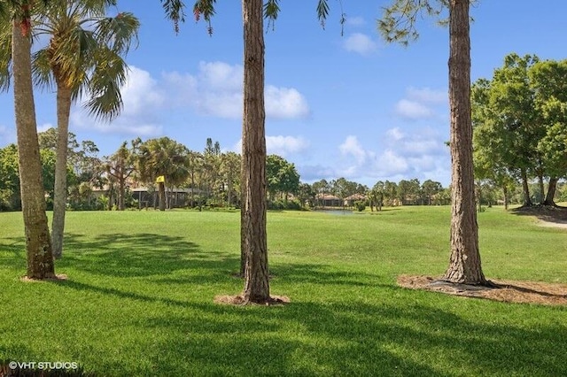 view of property's community with a lawn