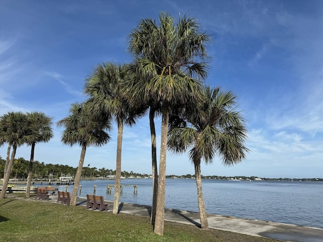 view of water feature featuring a dock