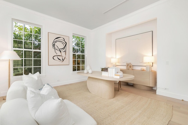 205 Gray St, West Palm Beach, FL 33405 - living room featuring ornamental molding and wood finished floors