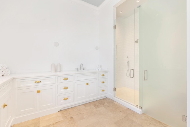 205 Gray St, West Palm Beach, FL 33405 - bathroom with crown molding and a shower stall